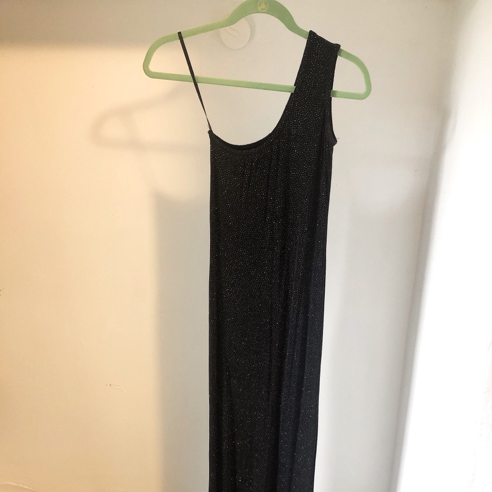 one-shoulder sparkly gown